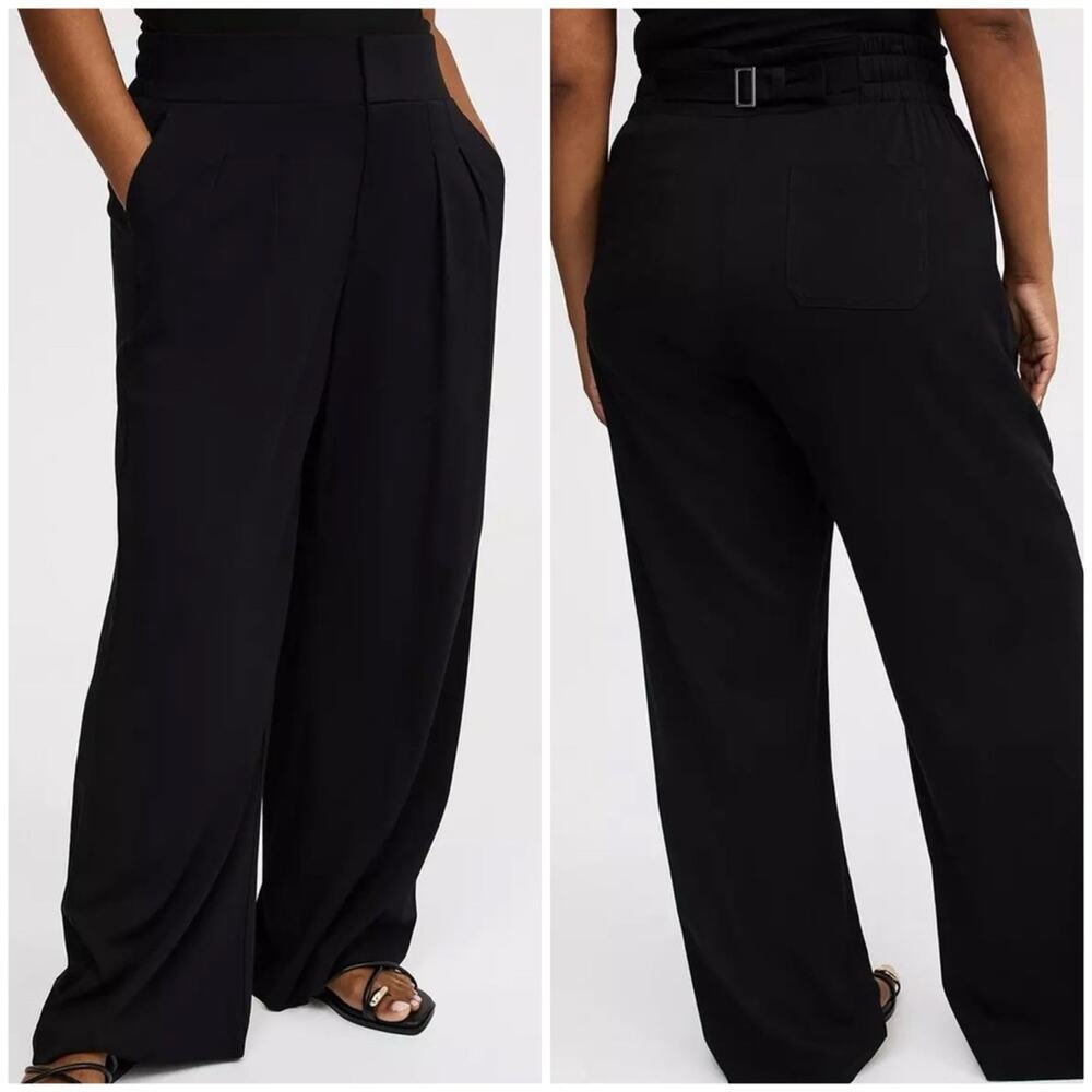 Torrid Black Wide Leg Stretch Challis High-Rise Pant 18R 42591055